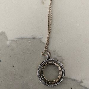 Pandora Silver Spinning Hearts  Pendant Necklace